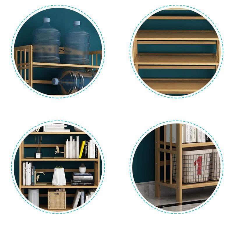 Contemporary Brown Bamboo Shelf Bookcase Open Bookcase for Study Room