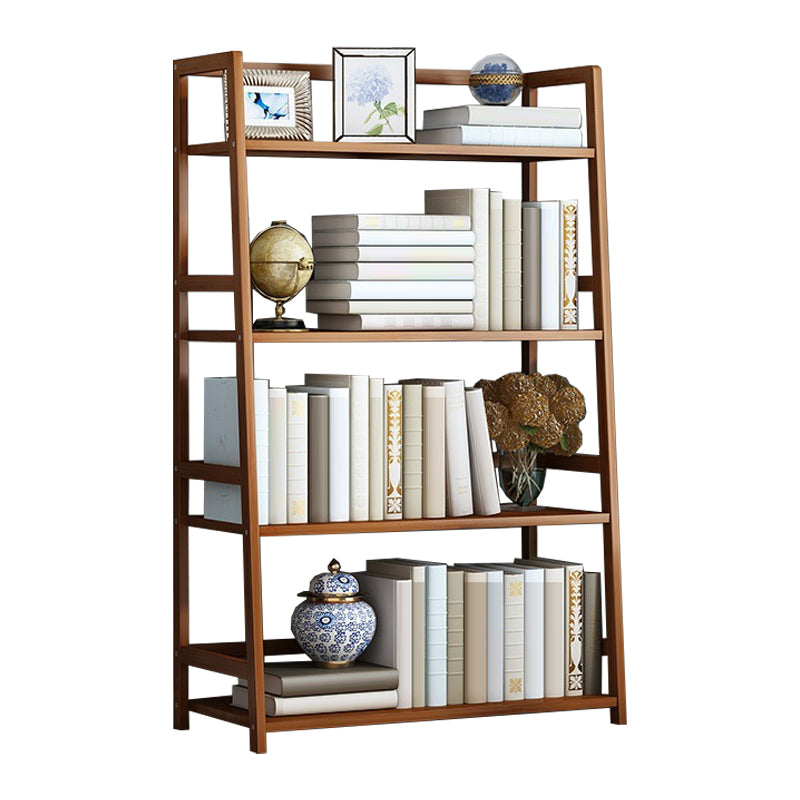 Contemporary Brown Bamboo Shelf Bookcase Open Bookcase for Study Room