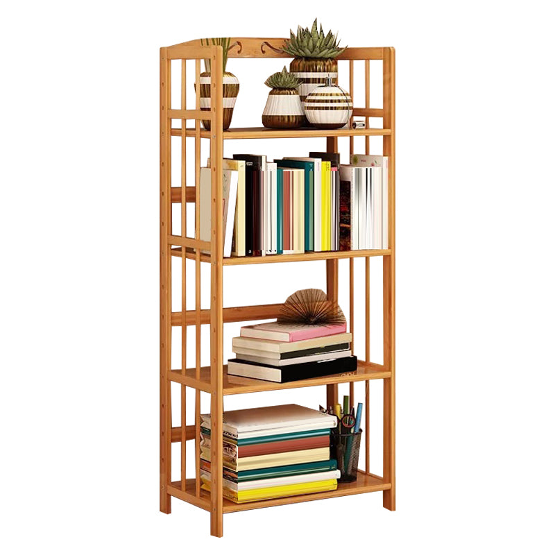 Contemporary Brown Bamboo Shelf Bookcase Open Bookcase for Study Room