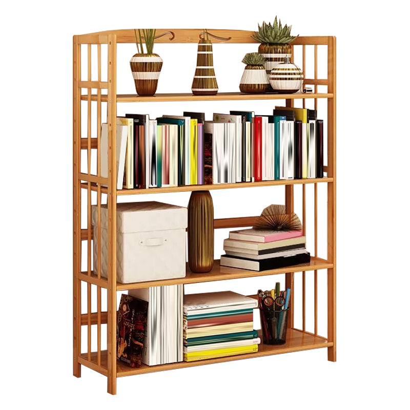 Contemporary Brown Bamboo Shelf Bookcase Open Bookcase for Study Room