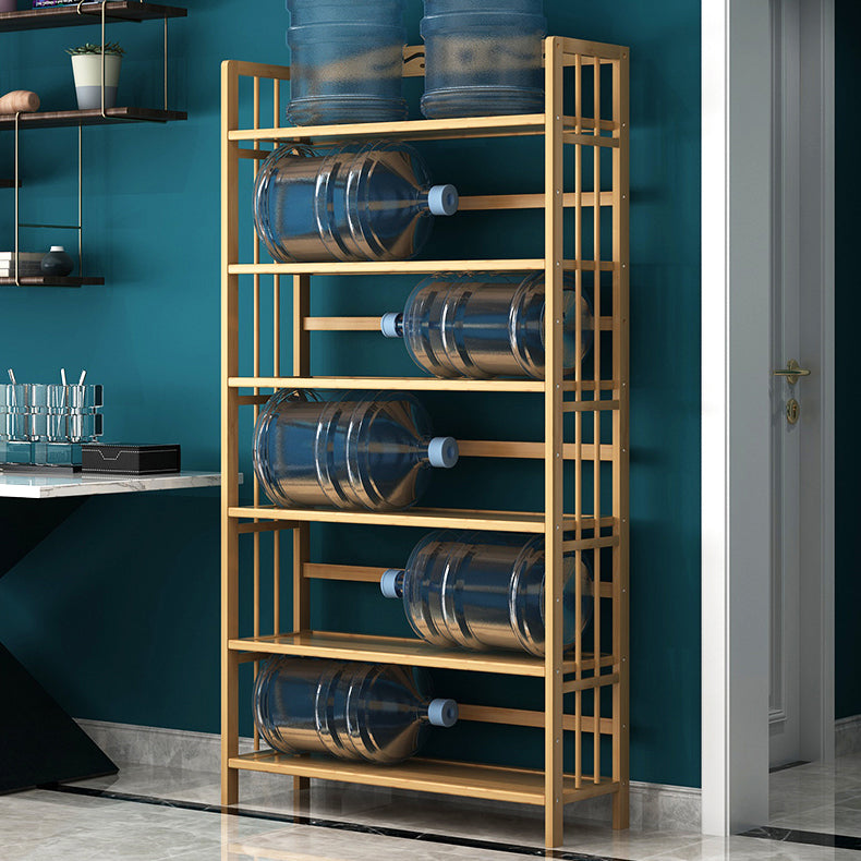 Contemporary Brown Bamboo Shelf Bookcase Open Bookcase for Study Room