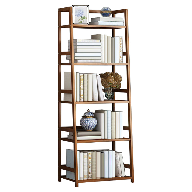 Contemporary Brown Bamboo Shelf Bookcase Open Bookcase for Study Room