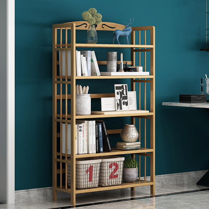 Contemporary Brown Bamboo Shelf Bookcase Open Bookcase for Study Room