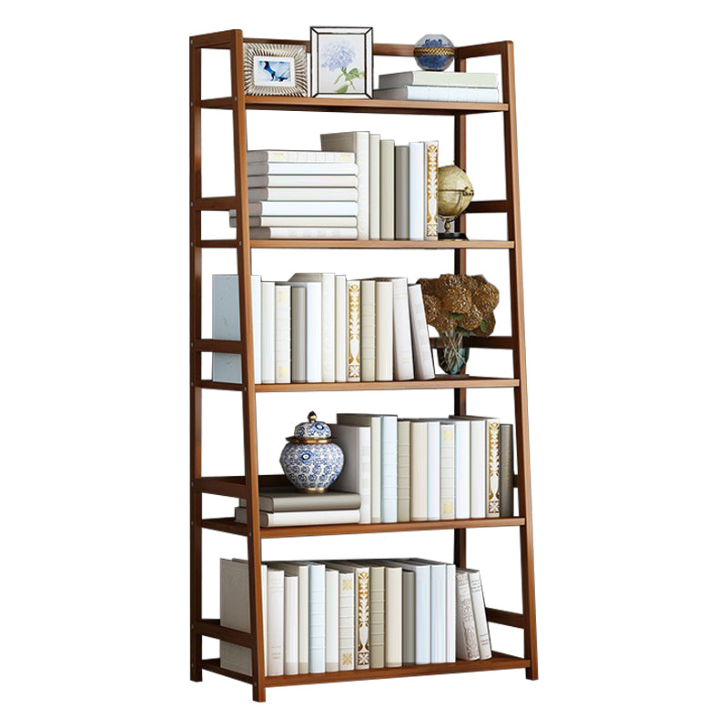 Contemporary Brown Bamboo Shelf Bookcase Open Bookcase for Study Room