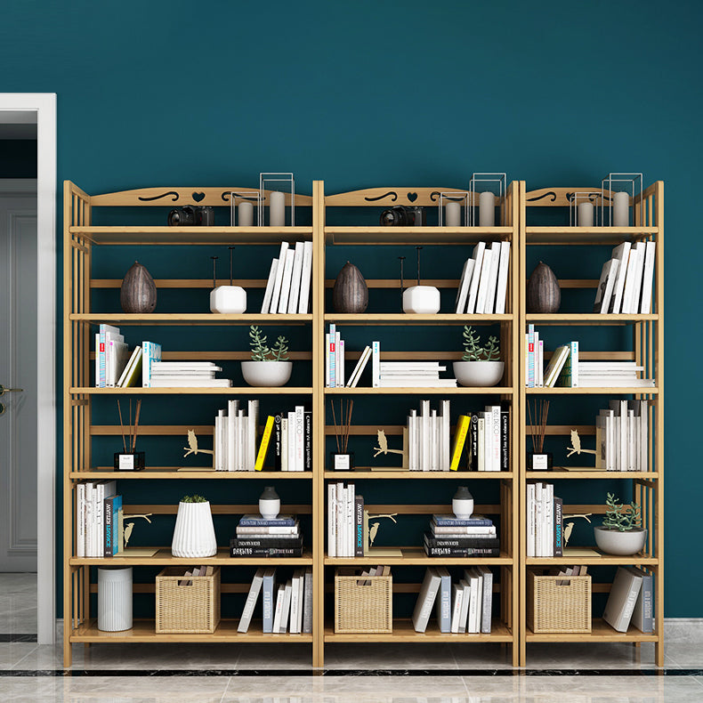 Contemporary Brown Bamboo Shelf Bookcase Open Bookcase for Study Room