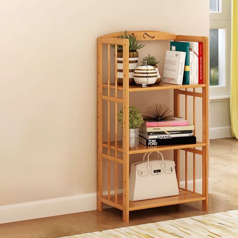 Contemporary Brown Bamboo Shelf Bookcase Open Bookcase for Study Room