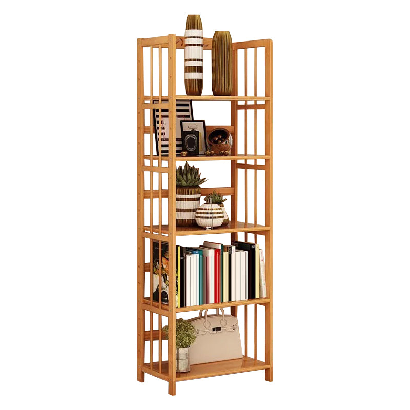 Contemporary Brown Bamboo Shelf Bookcase Open Bookcase for Study Room