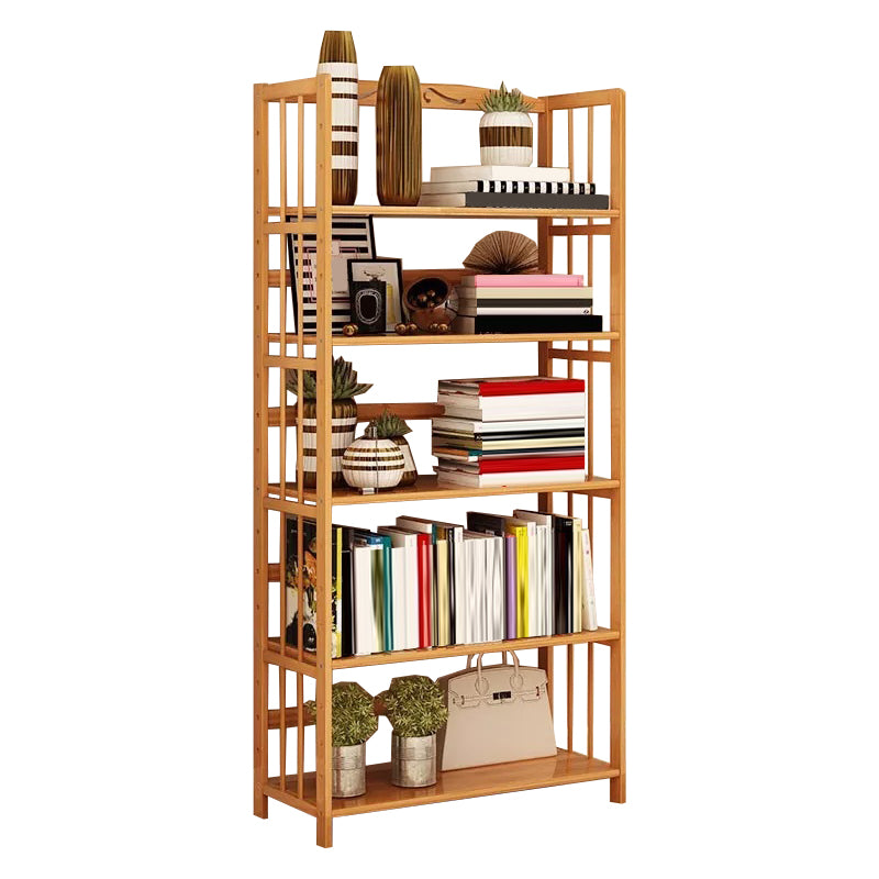Contemporary Brown Bamboo Shelf Bookcase Open Bookcase for Study Room