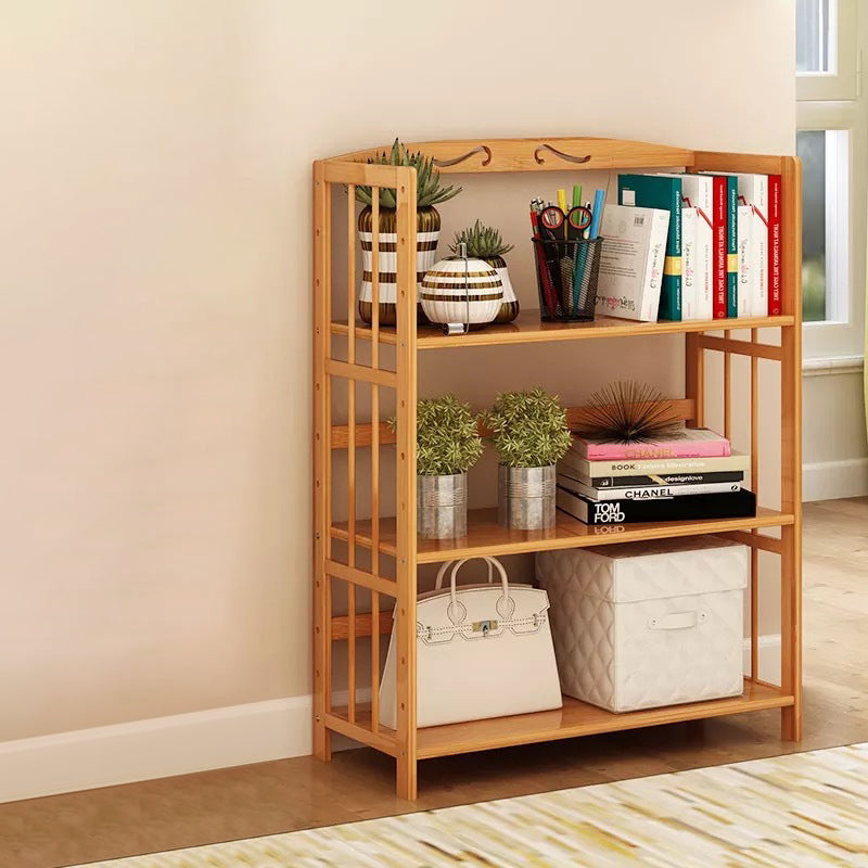 Contemporary Brown Bamboo Shelf Bookcase Open Bookcase for Study Room