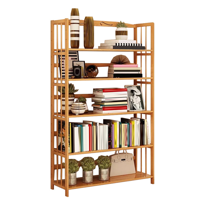 Contemporary Brown Bamboo Shelf Bookcase Open Bookcase for Study Room