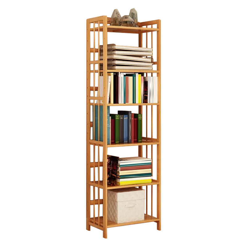 Contemporary Brown Bamboo Shelf Bookcase Open Bookcase for Study Room