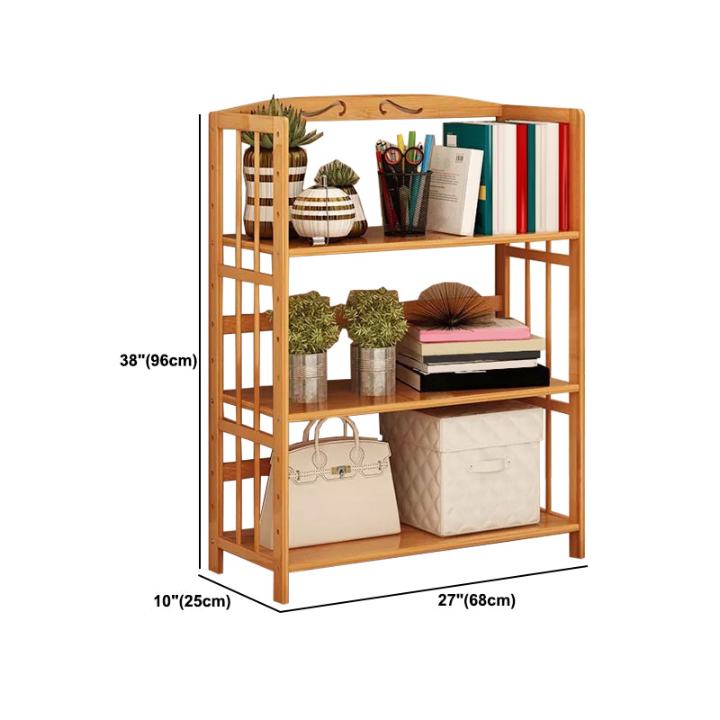 Contemporary Brown Bamboo Shelf Bookcase Open Bookcase for Study Room