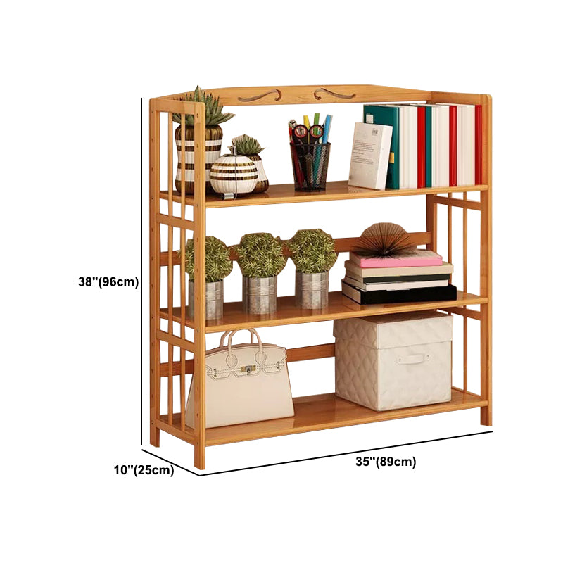 Contemporary Brown Bamboo Shelf Bookcase Open Bookcase for Study Room