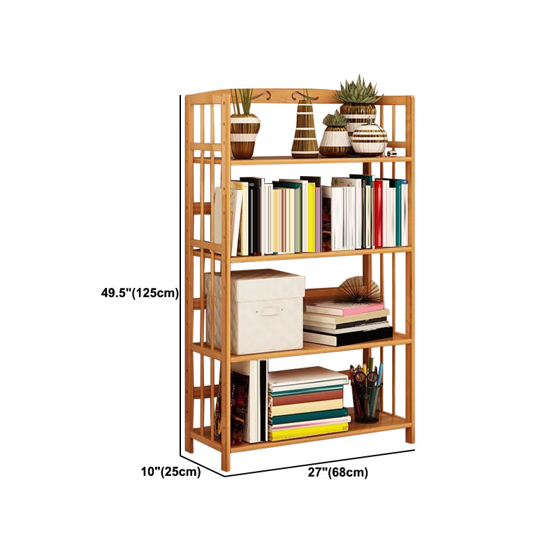 Contemporary Brown Bamboo Shelf Bookcase Open Bookcase for Study Room
