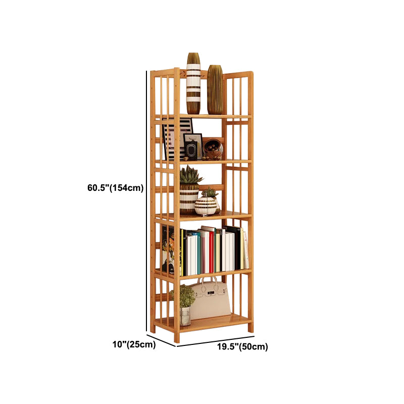 Contemporary Brown Bamboo Shelf Bookcase Open Bookcase for Study Room