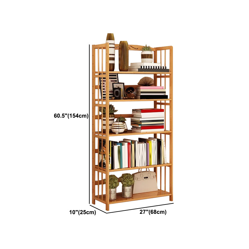 Contemporary Brown Bamboo Shelf Bookcase Open Bookcase for Study Room