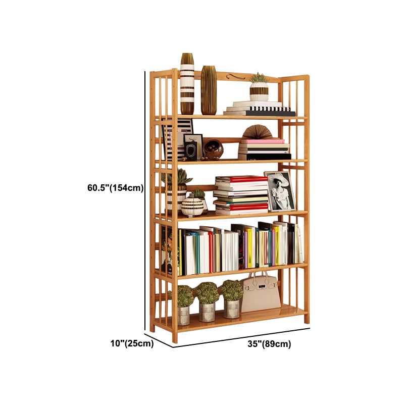 Contemporary Brown Bamboo Shelf Bookcase Open Bookcase for Study Room