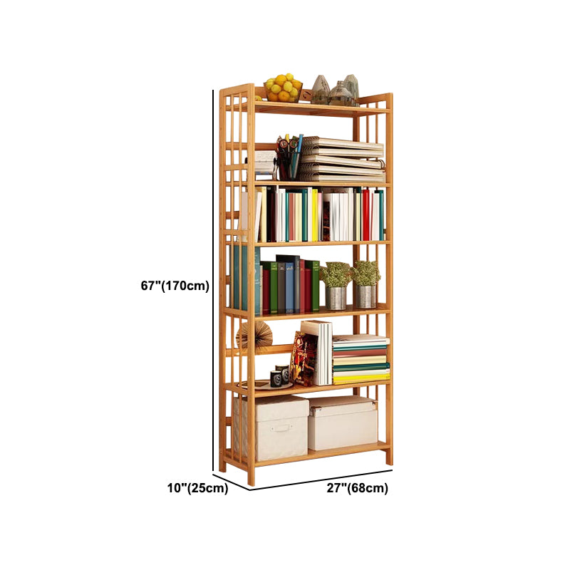 Contemporary Brown Bamboo Shelf Bookcase Open Bookcase for Study Room
