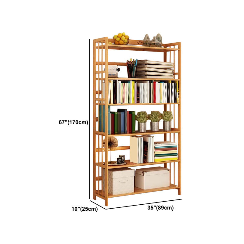 Contemporary Brown Bamboo Shelf Bookcase Open Bookcase for Study Room