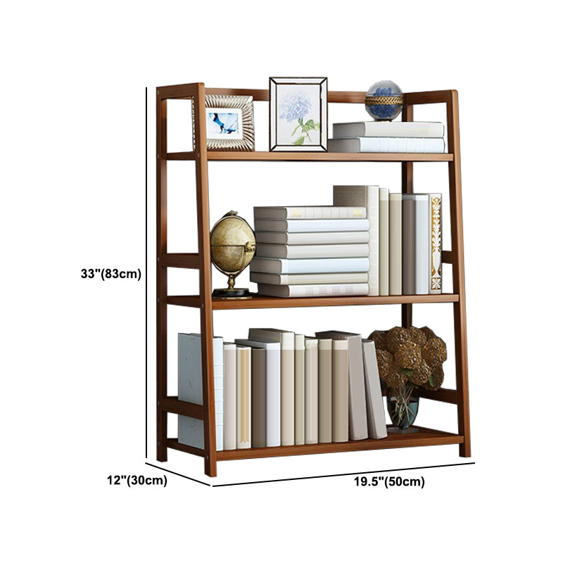 Contemporary Brown Bamboo Shelf Bookcase Open Bookcase for Study Room