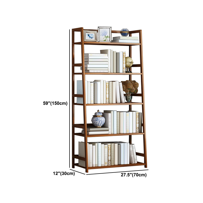 Contemporary Brown Bamboo Shelf Bookcase Open Bookcase for Study Room