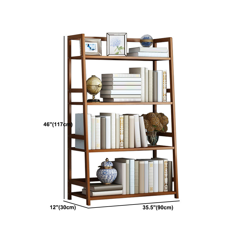 Contemporary Brown Bamboo Shelf Bookcase Open Bookcase for Study Room