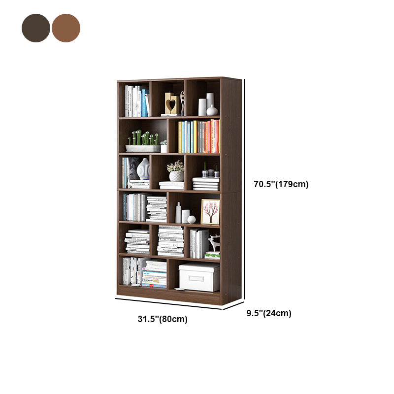 Modern Standard Book Shelf 70.47" H Closed Back Wooden Case in Matte Finish