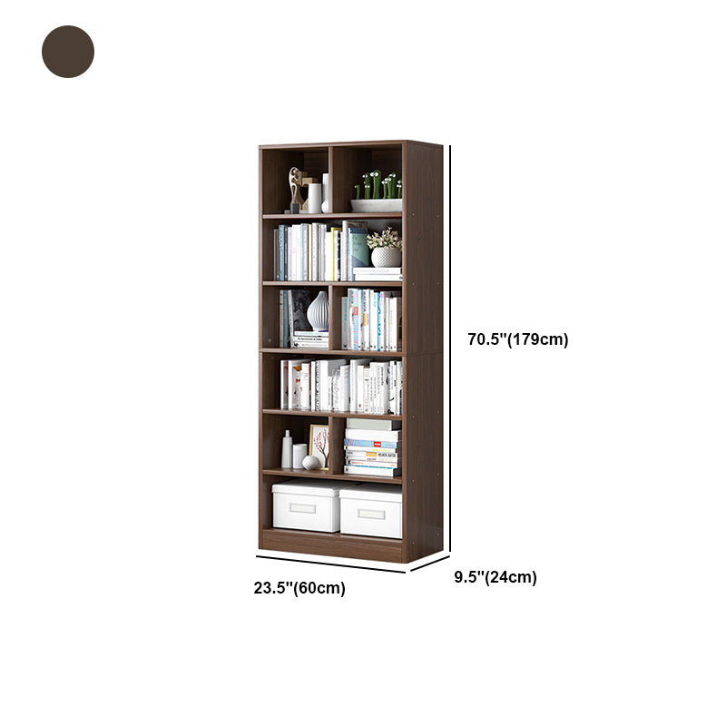Modern Standard Book Shelf 70.47" H Closed Back Wooden Case in Matte Finish