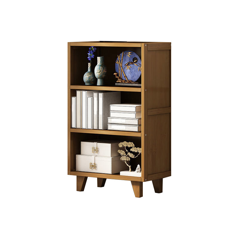 Contemporary Brown Etagere Book Shelf Open Vertical Bookshelf with Drawers