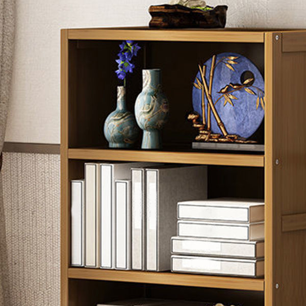 Contemporary Brown Etagere Book Shelf Open Vertical Bookshelf with Drawers