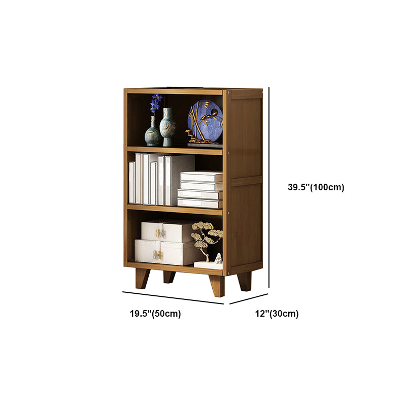 Contemporary Brown Etagere Book Shelf Open Vertical Bookshelf with Drawers