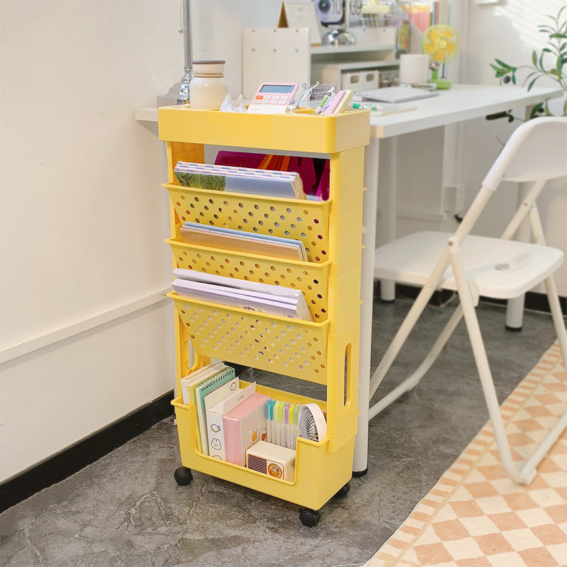 Urban 4-Tier Shelf Bookcase Plastic/Acrylic Bookshelf with Caster