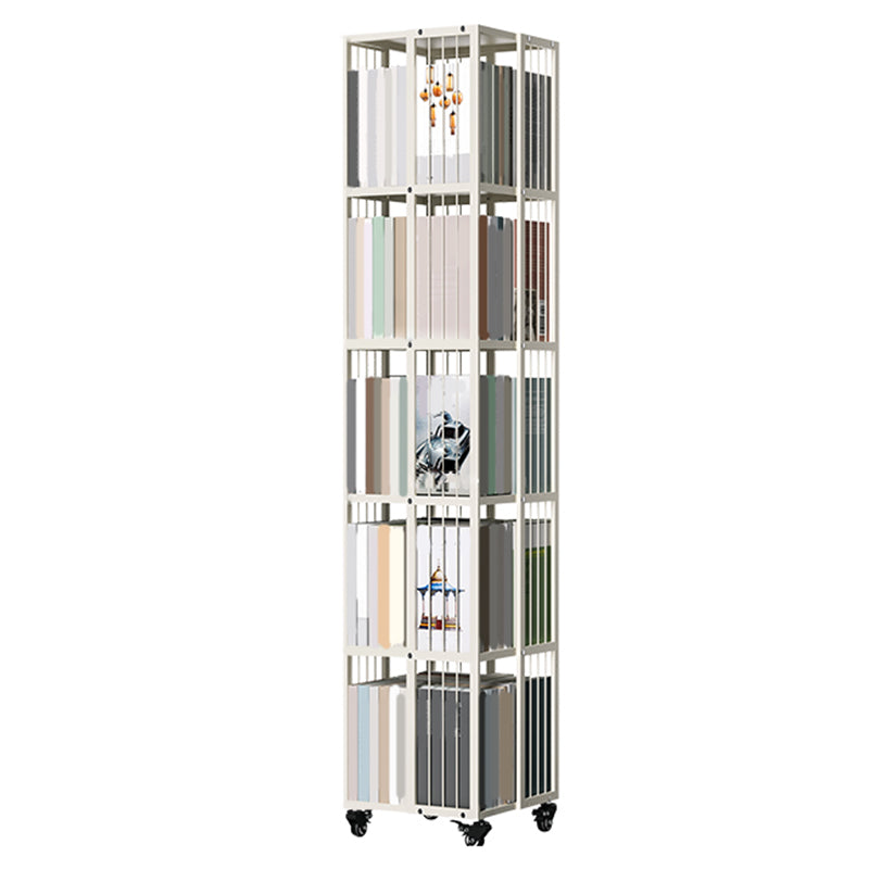 13.8" Wide Book Shelf Beige Stackable Bookcase Closed Back Vertical
