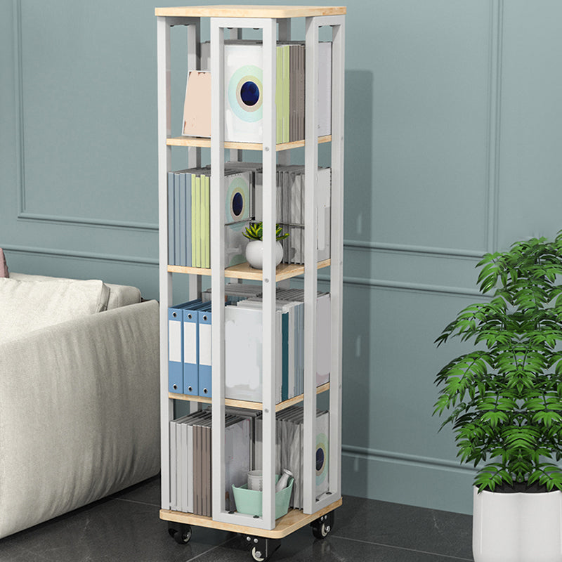 Contemporary Standard Shelf Metal Shelf Bookcase with Casters