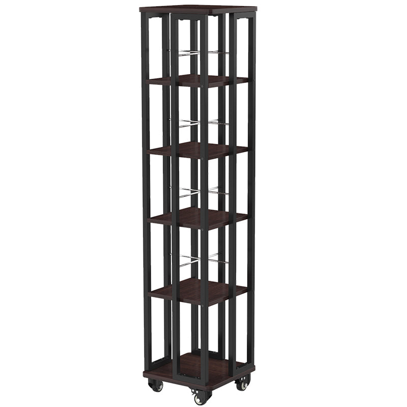 Contemporary Standard Shelf Metal Shelf Bookcase with Casters
