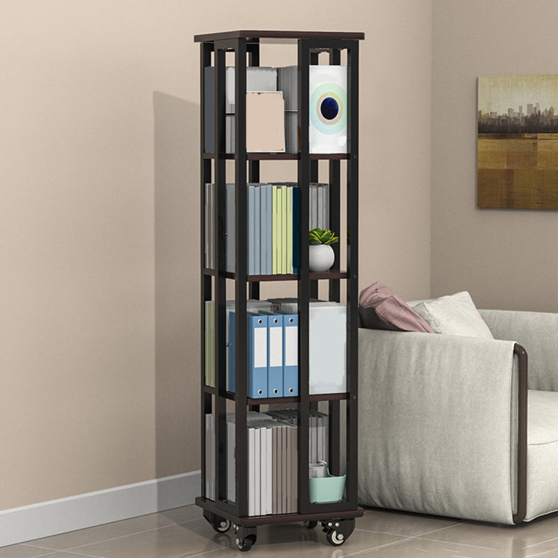 Contemporary Standard Shelf Metal Shelf Bookcase with Casters