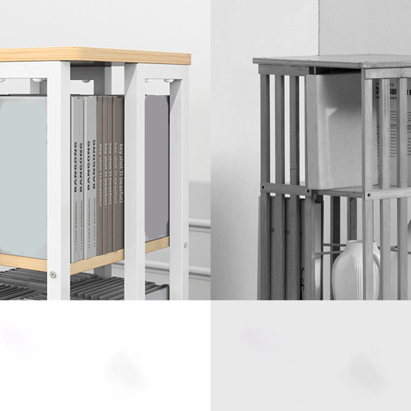 Contemporary Standard Shelf Metal Shelf Bookcase with Casters