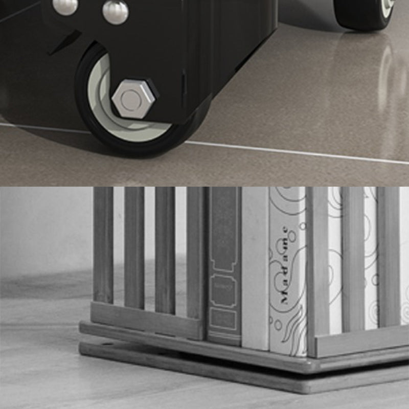 Contemporary Standard Shelf Metal Shelf Bookcase with Casters