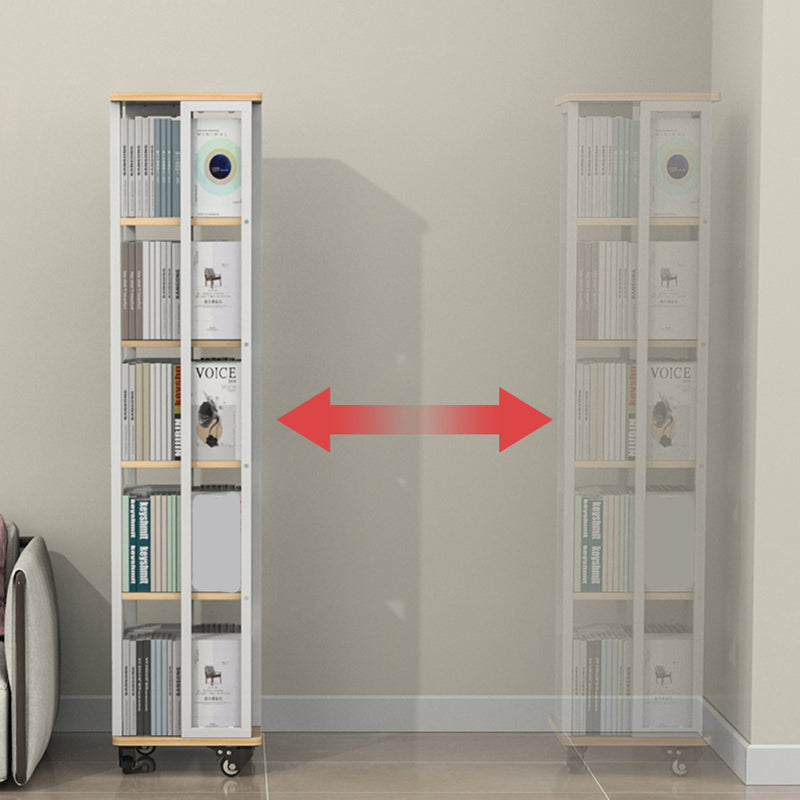 Contemporary Standard Shelf Metal Shelf Bookcase with Casters