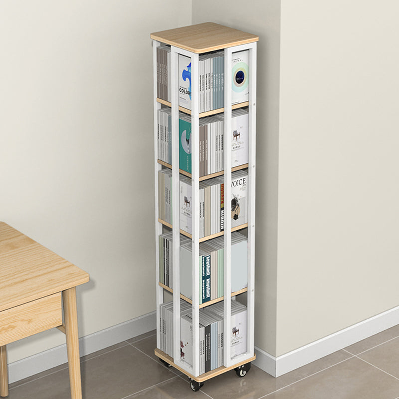 Contemporary Standard Shelf Metal Shelf Bookcase with Casters