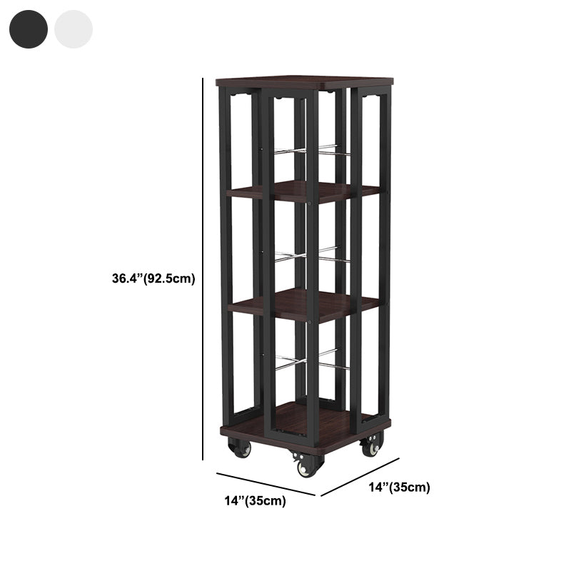 Contemporary Standard Shelf Metal Shelf Bookcase with Casters