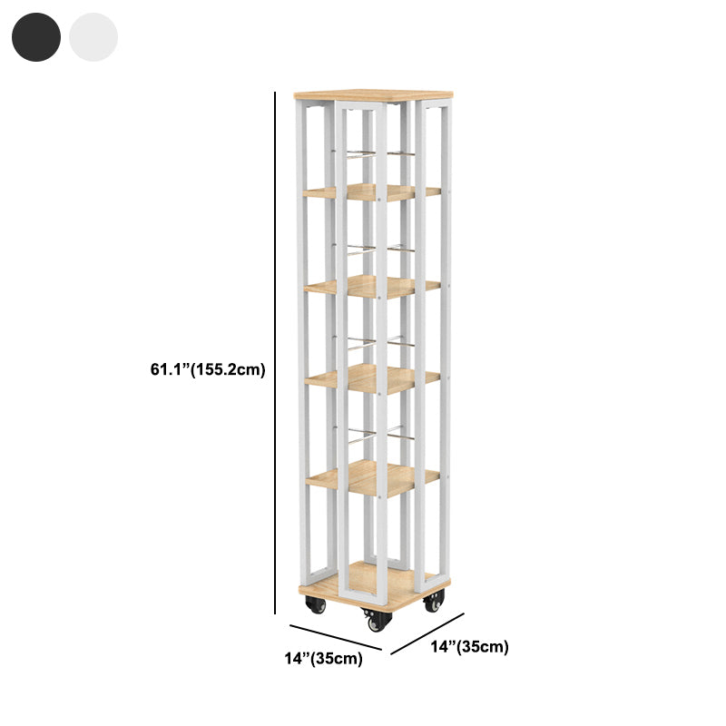 Contemporary Standard Shelf Metal Shelf Bookcase with Casters