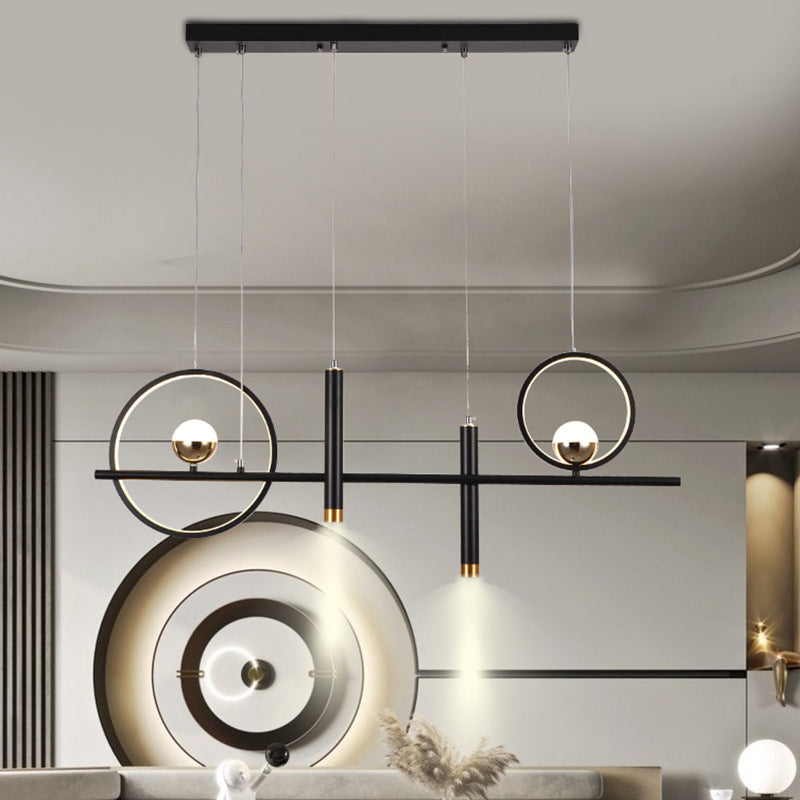Black Geometrical over Island Lighting Simplicity Aluminum LED Hanging Lamp