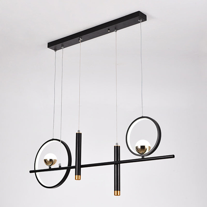 Black Geometrical over Island Lighting Simplicity Aluminum LED Hanging Lamp