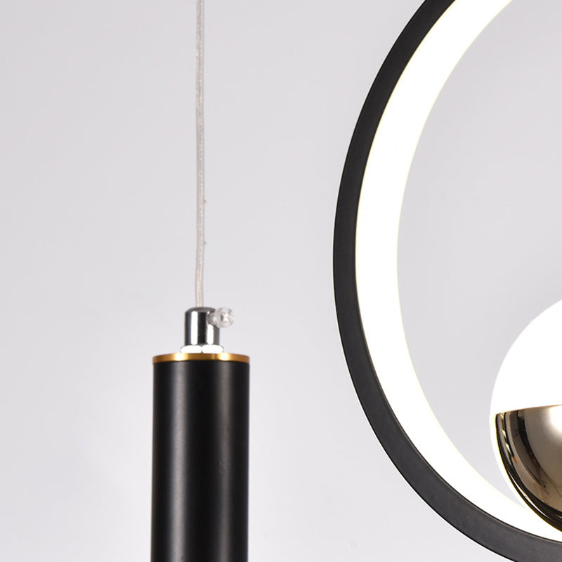 Black Geometrical over Island Lighting Simplicity Aluminum LED Hanging Lamp