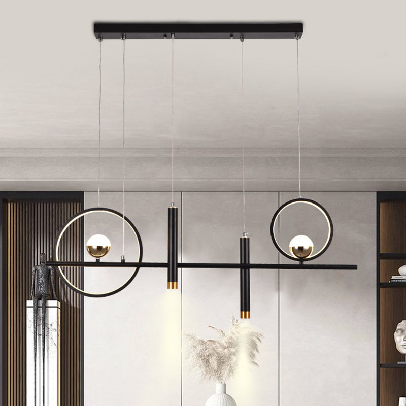 Black Geometrical over Island Lighting Simplicity Aluminum LED Hanging Lamp