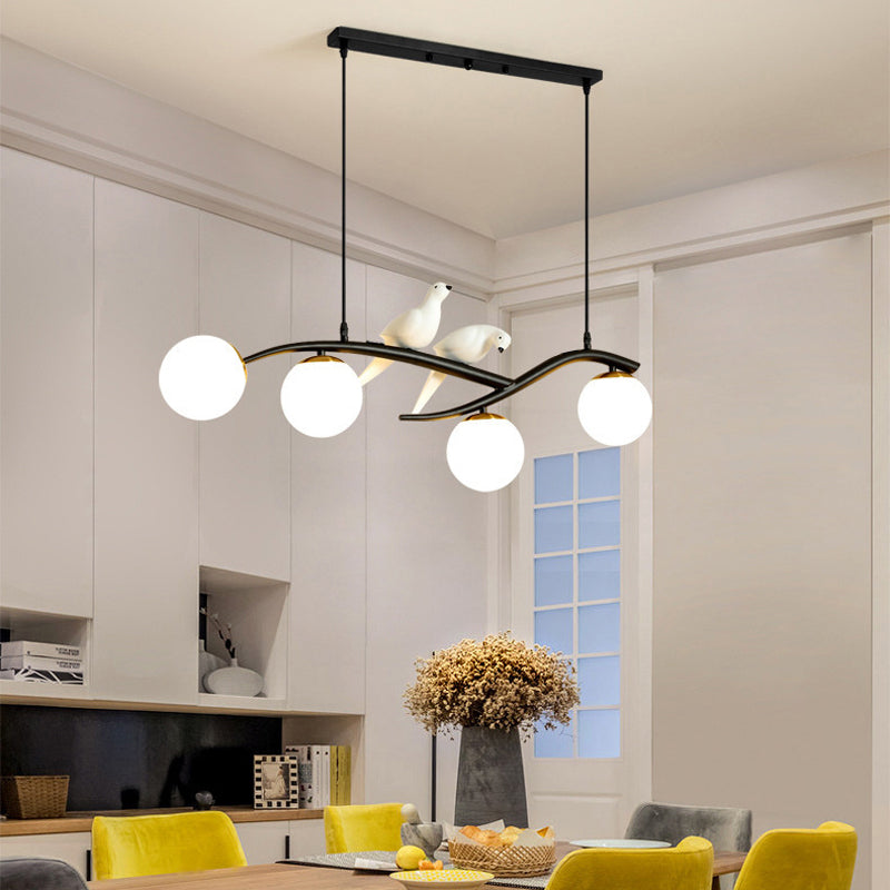 Glass Globe Shaded Ceiling Light Industrial Metal Kitchen Island Lighting