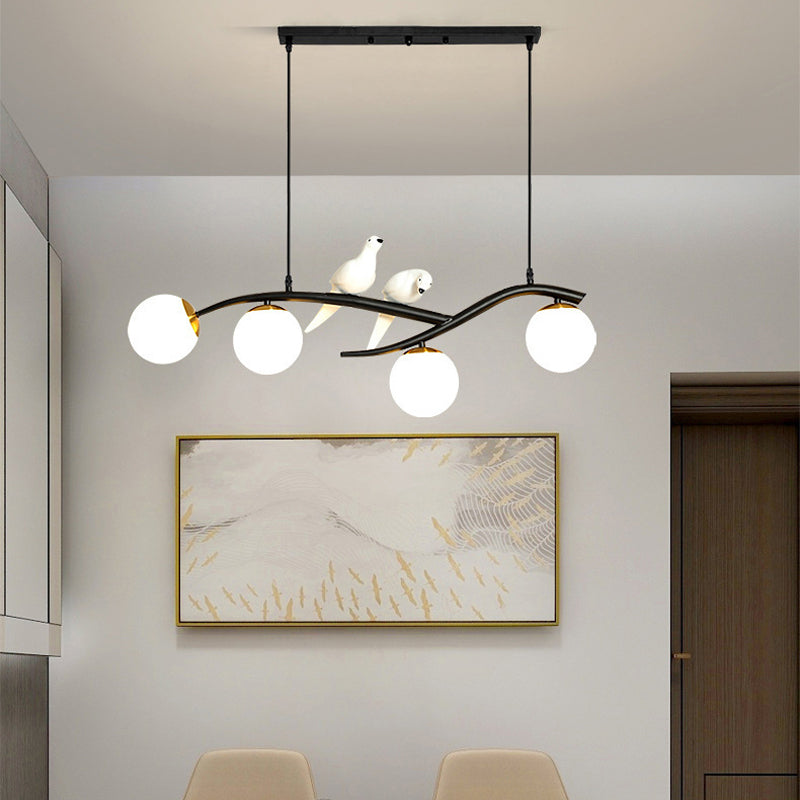 Glass Globe Shaded Ceiling Light Industrial Metal Kitchen Island Lighting