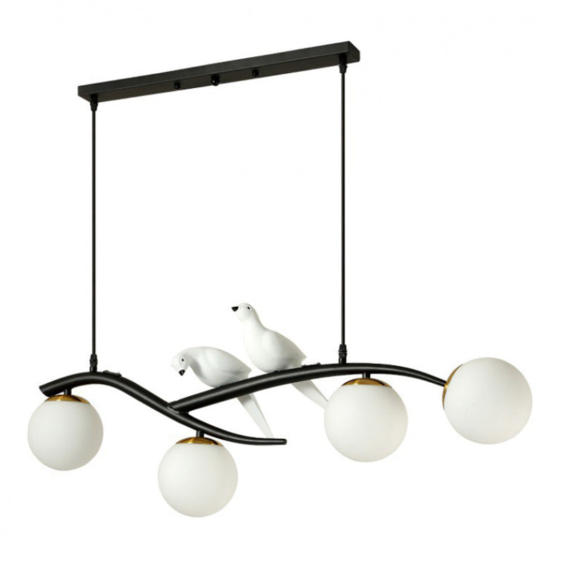 Glass Globe Shaded Ceiling Light Industrial Metal Kitchen Island Lighting