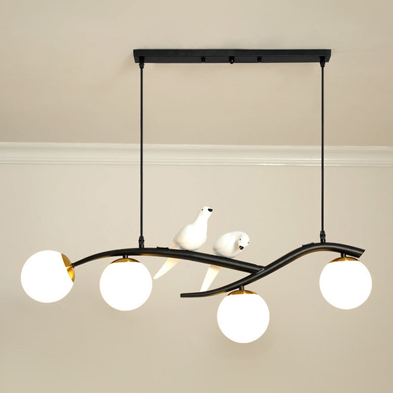 Glass Globe Shaded Ceiling Light Industrial Metal Kitchen Island Lighting